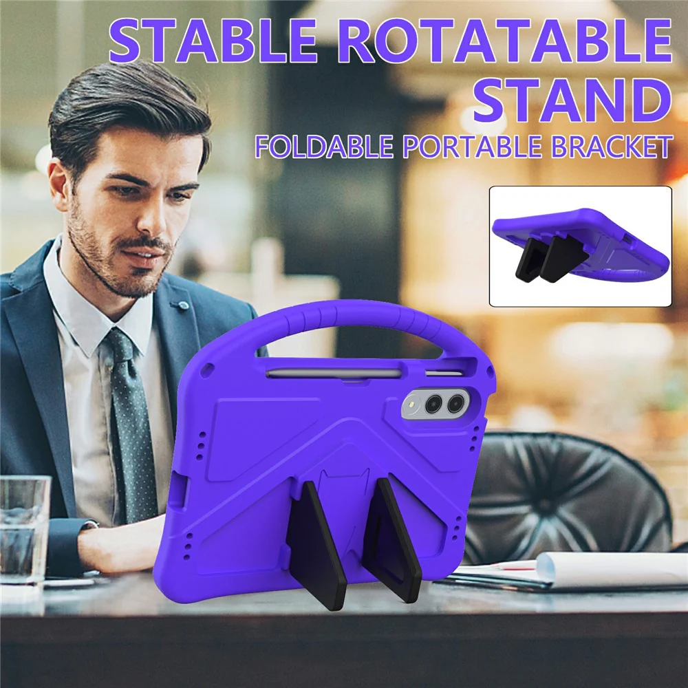 For Lenovo Xiaoxin Pad Pro GT Case EVA Tablet Cover with Handle Kickstand Children Friendly - Purple - Image 2