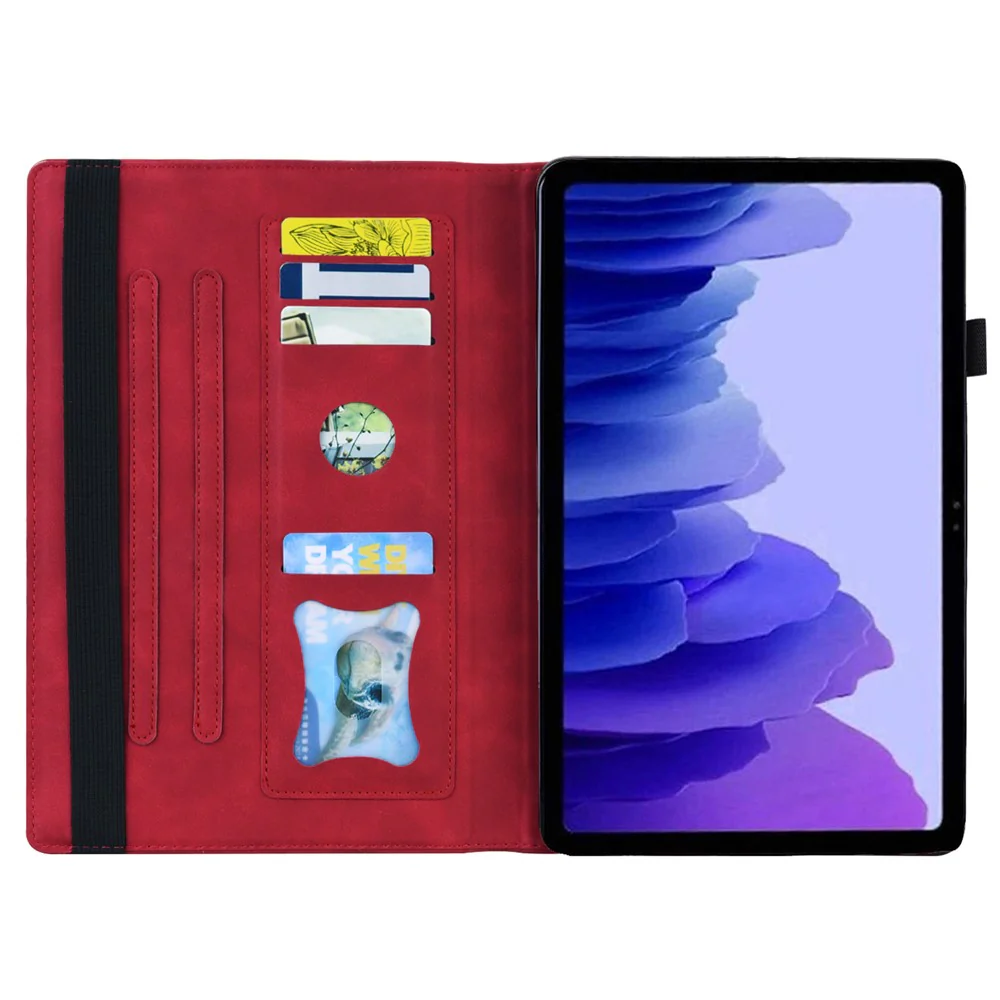 For Lenovo Xiaoxin Pad Pro GT TB710FU, FE Case PU Leather Protective Folio Tablet Cover with Card Holder - Red - Image 2