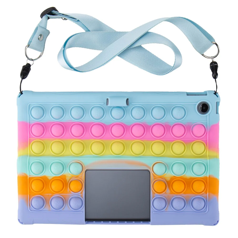 For Lenovo Xiaoxin Pad Studio 11.5 inch / Tab Plus TB-351FU Case Push Bubble Tablet Cover with Shoulder Strap - Colorful Baby Blue - Image 2
