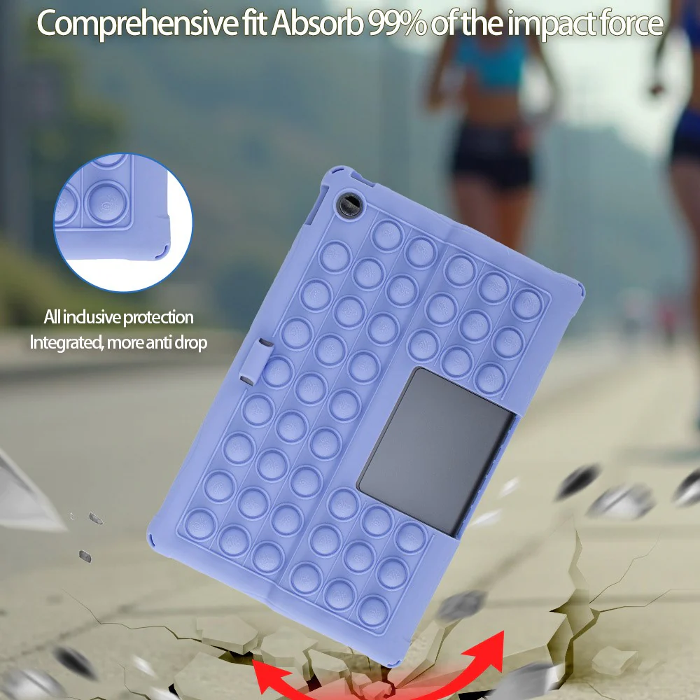 For Lenovo Xiaoxin Pad Studio 11.5 inch / Tab Plus TB-351FU Case Push Bubble Tablet Cover with Shoulder Strap - Colorful Baby Blue - Image 4