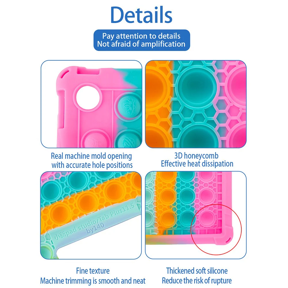 For Lenovo Xiaoxin Pad Studio 11.5 inch / Tab Plus TB-351FU Case Push Bubble Tablet Cover with Shoulder Strap - Sky Blue - Image 6
