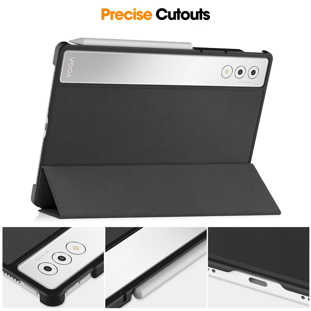 For Lenovo Yoga Tab Plus Case Anti-Drop Leather Stand Tablet Cover - Black - Image 4