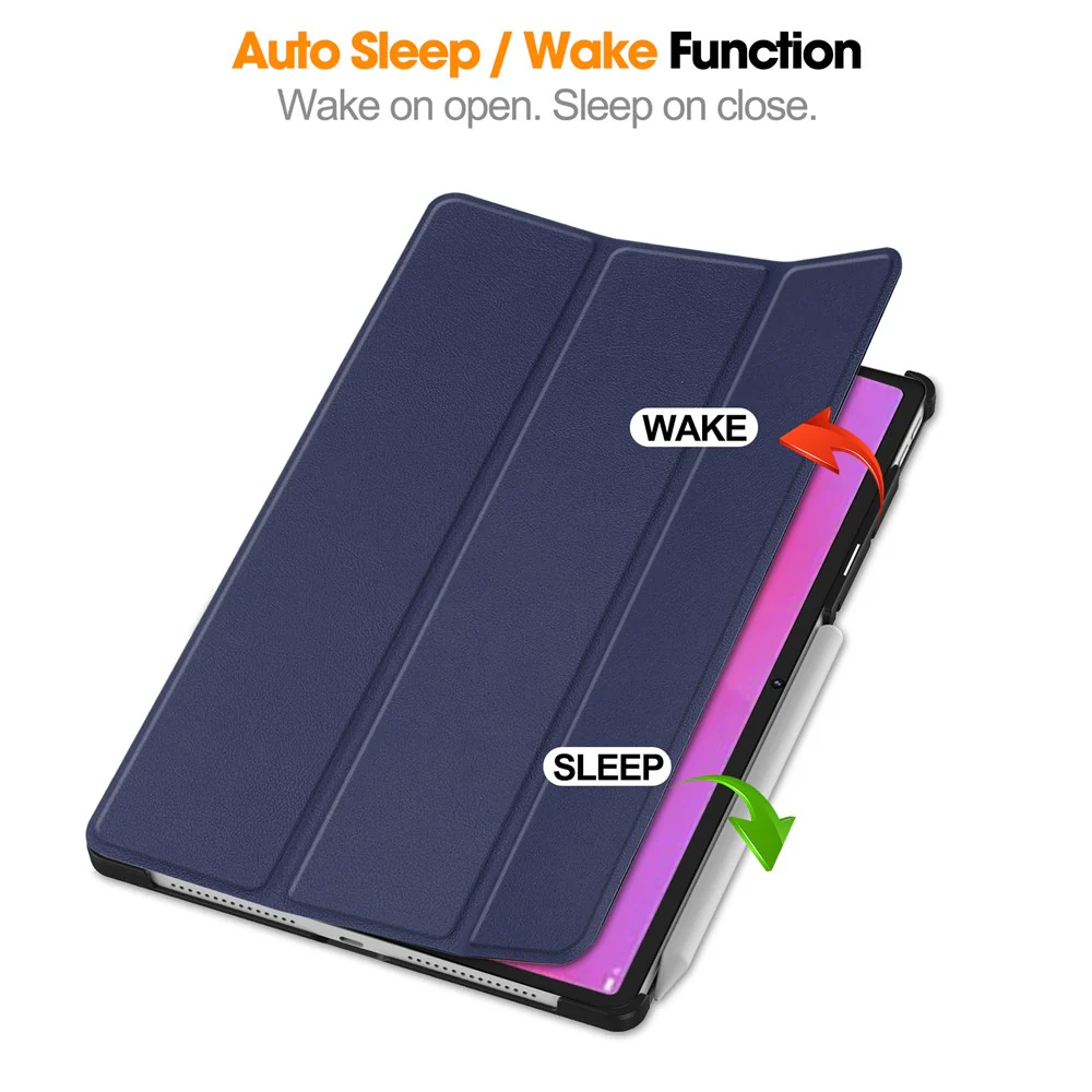 For Lenovo Yoga Tab Plus Case Anti-Drop Leather Stand Tablet Cover - Dark Blue - Image 3