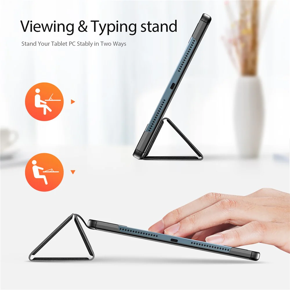 For Lenovo Yoga Tab Plus Case DUX DUCIS Domo Series Tri-fold Stand PU Leather Protective Tablet Cover - Black - Image 2
