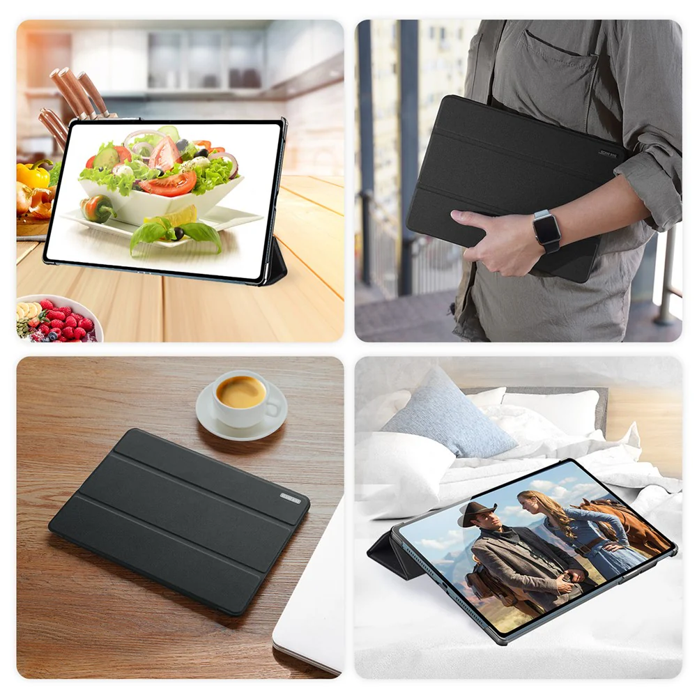 For Lenovo Yoga Tab Plus Case DUX DUCIS Domo Series Tri-fold Stand PU Leather Protective Tablet Cover - Black - Image 7