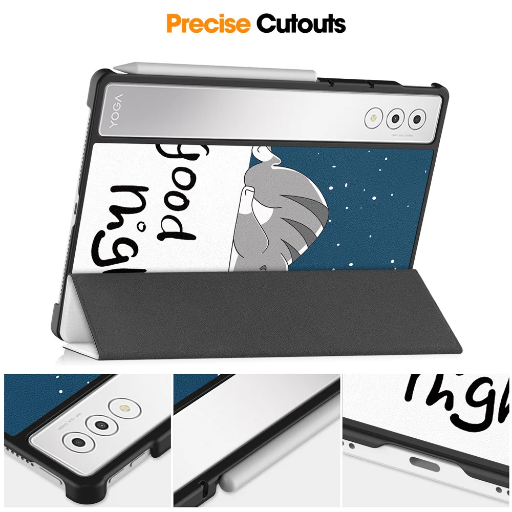 For Lenovo Yoga Tab Plus Case Pattern Print Leather Stand Tablet Cover - Cat - Image 3