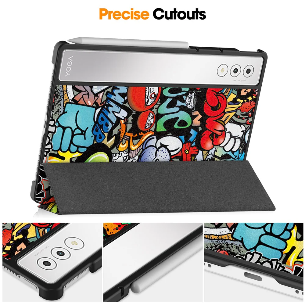 For Lenovo Yoga Tab Plus Case Pattern Print Leather Stand Tablet Cover - Graffiti - Image 3