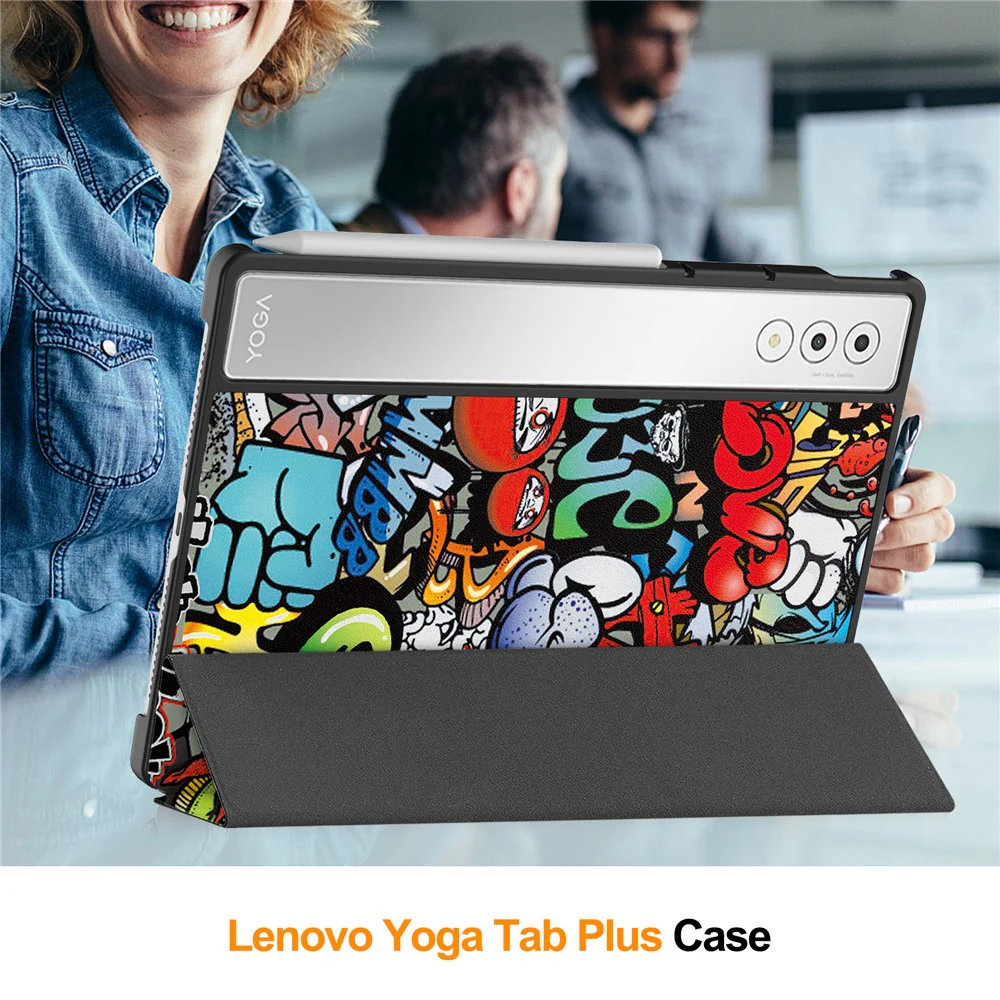 For Lenovo Yoga Tab Plus Case Pattern Print Leather Stand Tablet Cover - Graffiti - Image 7