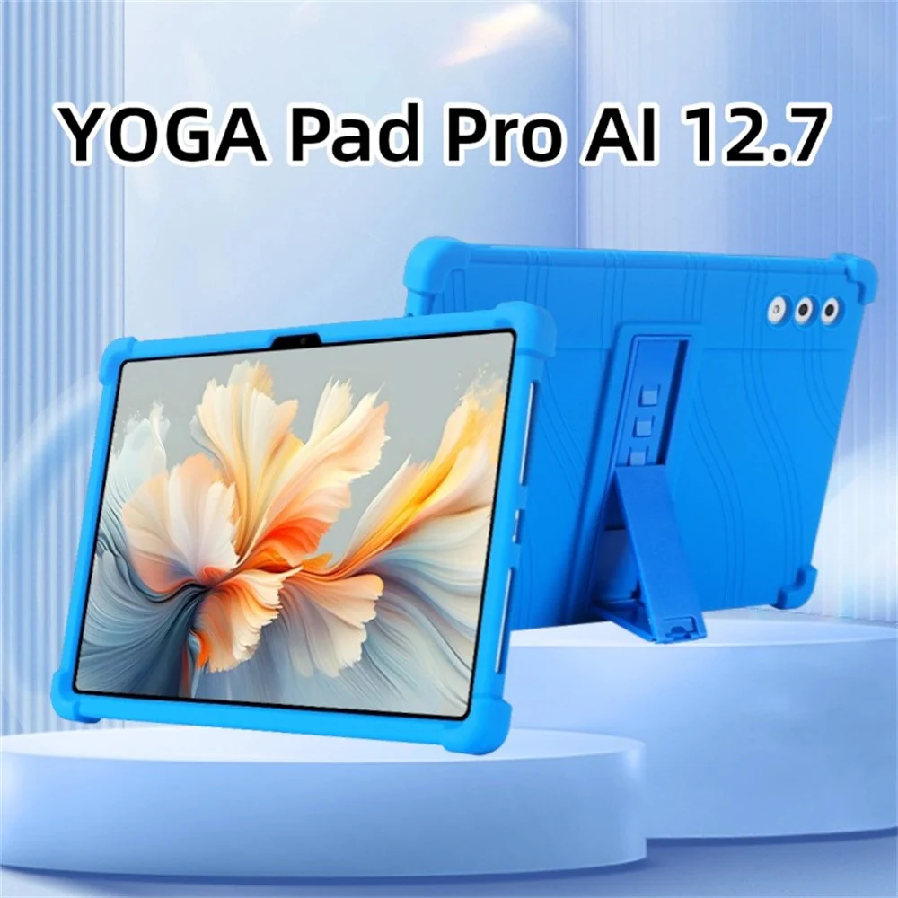 For Lenovo Yoga Tab Plus / Pad Pro AI Silicone Case with Kickstand Rugged Protective Cover - Green - Image 5