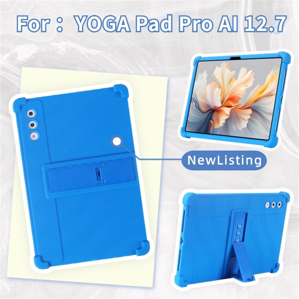 For Lenovo Yoga Tab Plus / Pad Pro AI Silicone Case with Kickstand Rugged Protective Cover - Green - Image 6