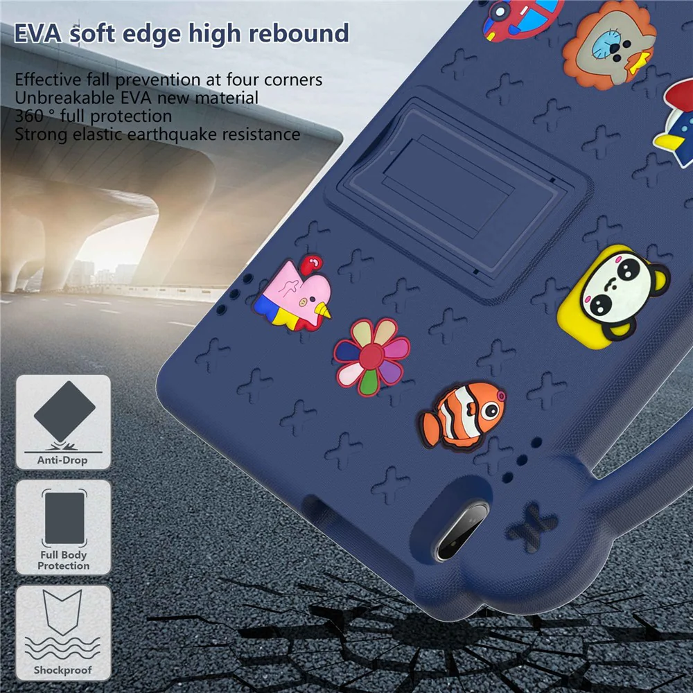 For Lenovo Yoga Tab5 YT-X705F 10.1 inch / Lenovo Tab M10 TB-X605F / TB-X505 / Huawei MediaPad T5 10.1 EVA Case Protective Tablet Cover Shockproof Case with Kickstand - Navy Blue - Image 6