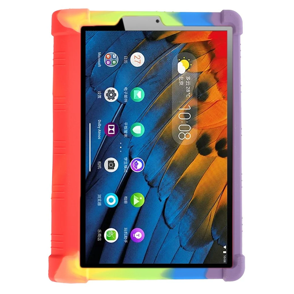For Lenovo Yoga Tab5 YT-X705F / M 10.1 inch Anti-scratch Soft Silicone Tablet Case Anti-drop Cover with PC Kickstand - Rainbow - Image 2