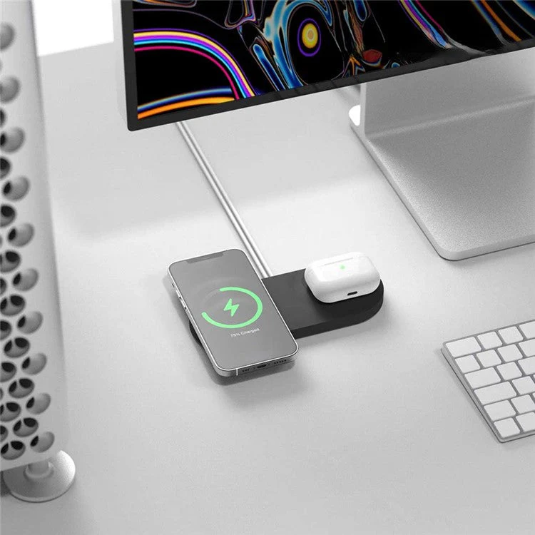 For Magsafe Charger Case Compatible with iPhone 12 / 13 Series Magnetic Charger Silicone Cover Protective Wireless Charger Pad - Black - Image 4