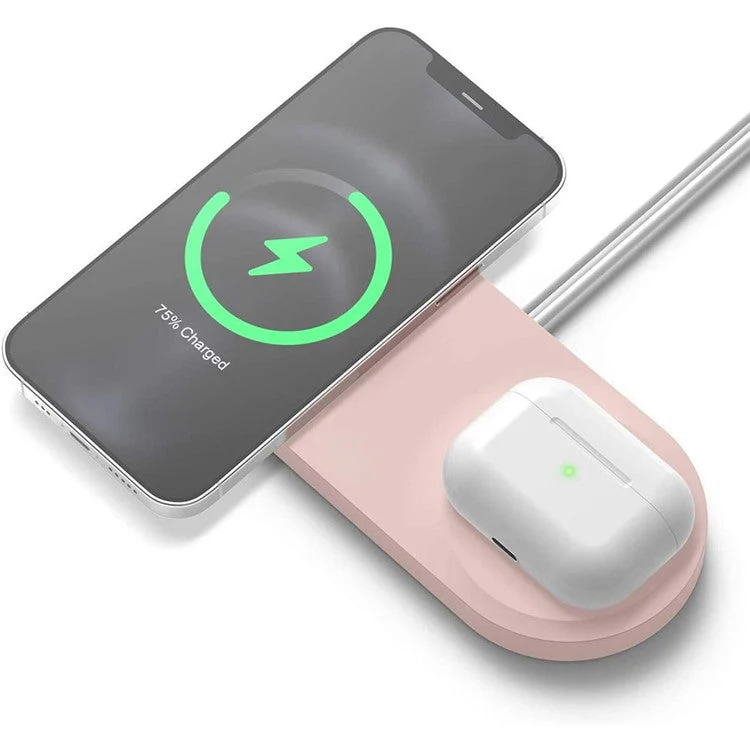For Magsafe Charger Case Compatible with iPhone 12 / 13 Series Magnetic Charger Silicone Cover Protective Wireless Charger Pad - Pink - Image 2