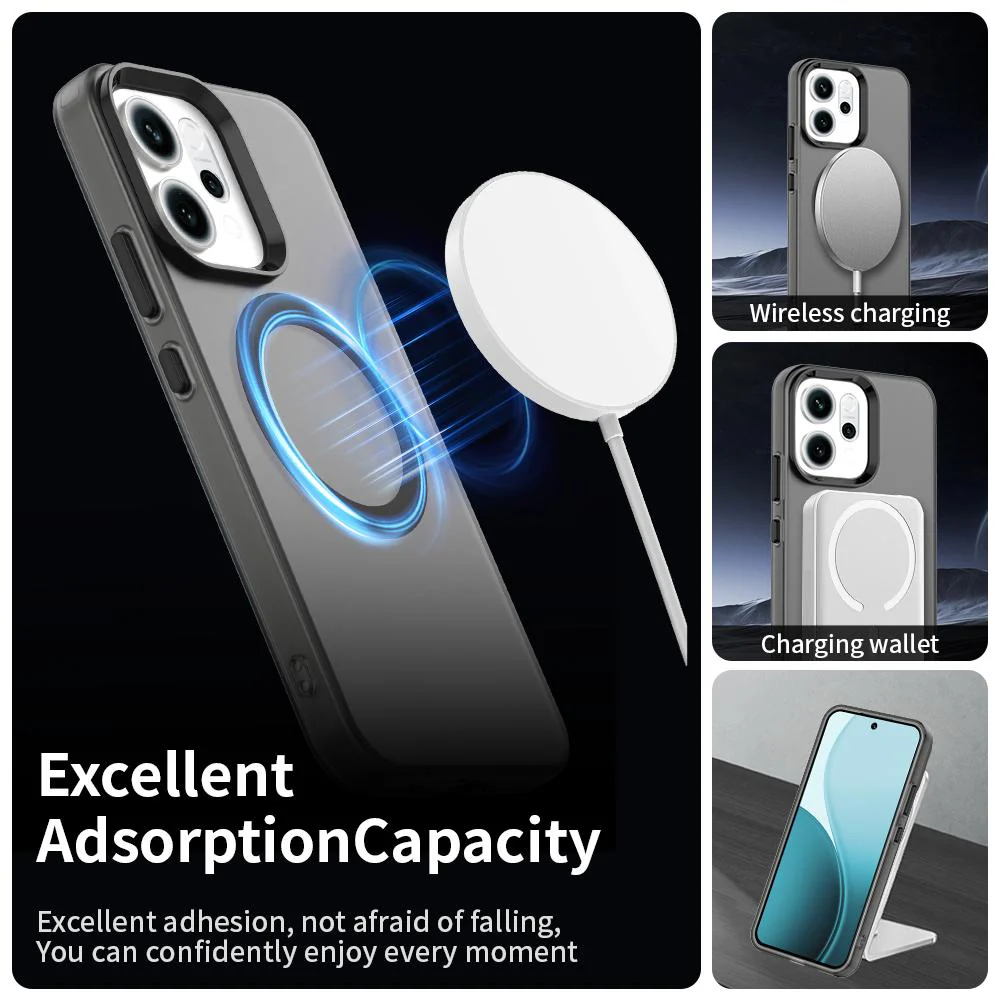For OPPO Reno14 Global Candy Magsafe PC Hybrid TPU Phone Case(Black) - Image 2