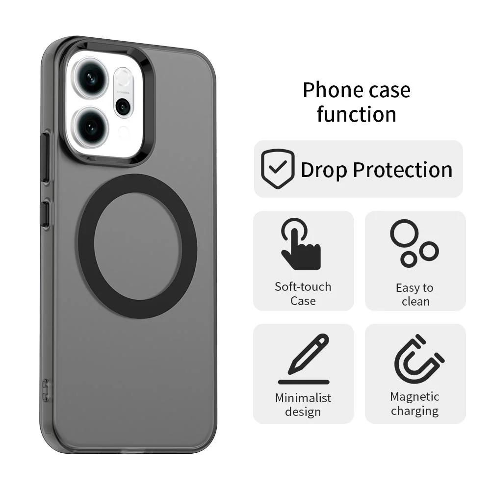 For OPPO Reno14 Global Candy Magsafe PC Hybrid TPU Phone Case(Black) - Image 5