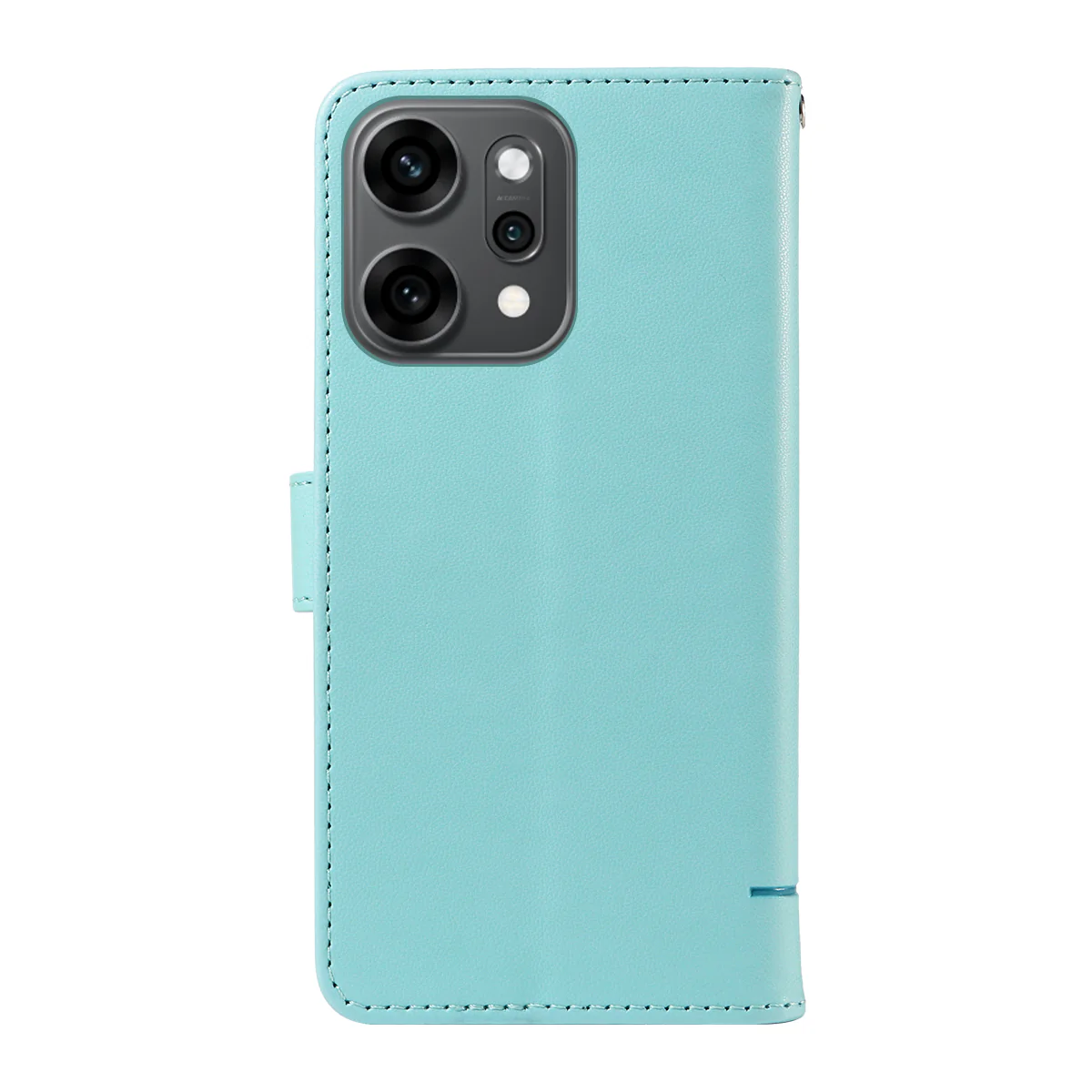 For Oppo Reno14 Pro 5G (China) / Oppo Reno14 Pro 5G (Global) Case Cat Pattern Imprint Leather Phone Cover with Wrist Strap - Green - Image 7