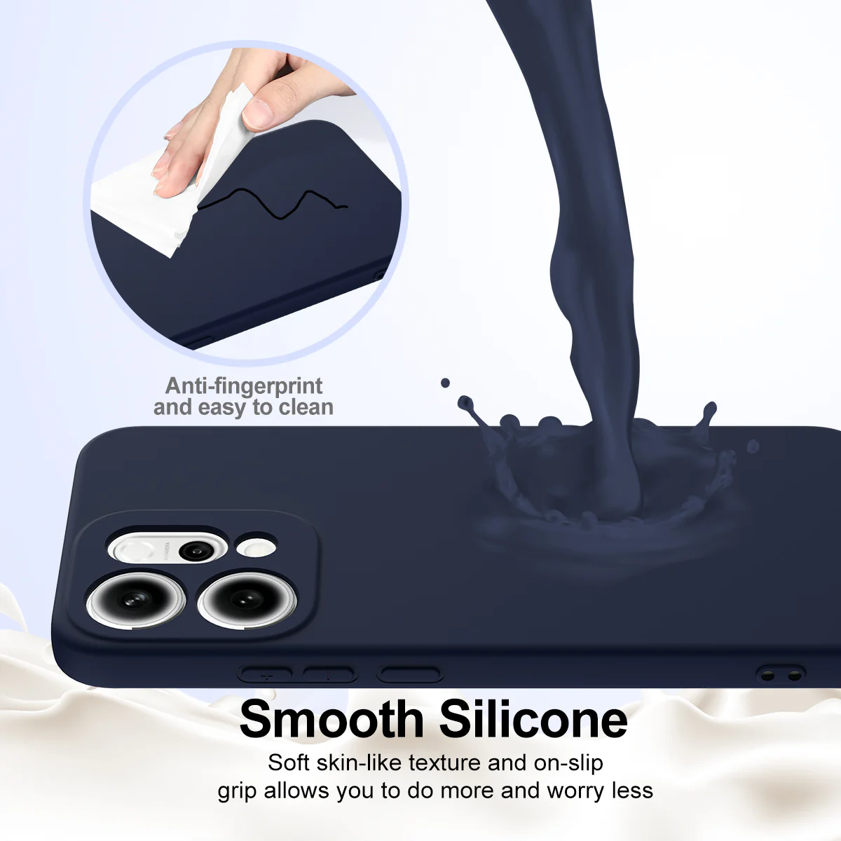 For Oppo Reno14 Pro 5G (China) / Oppo Reno14 Pro 5G (Global) Case Compatible with MagSafe Anti-Drop Liquid Silicone Phone Cover - Dark Blue - Image 5