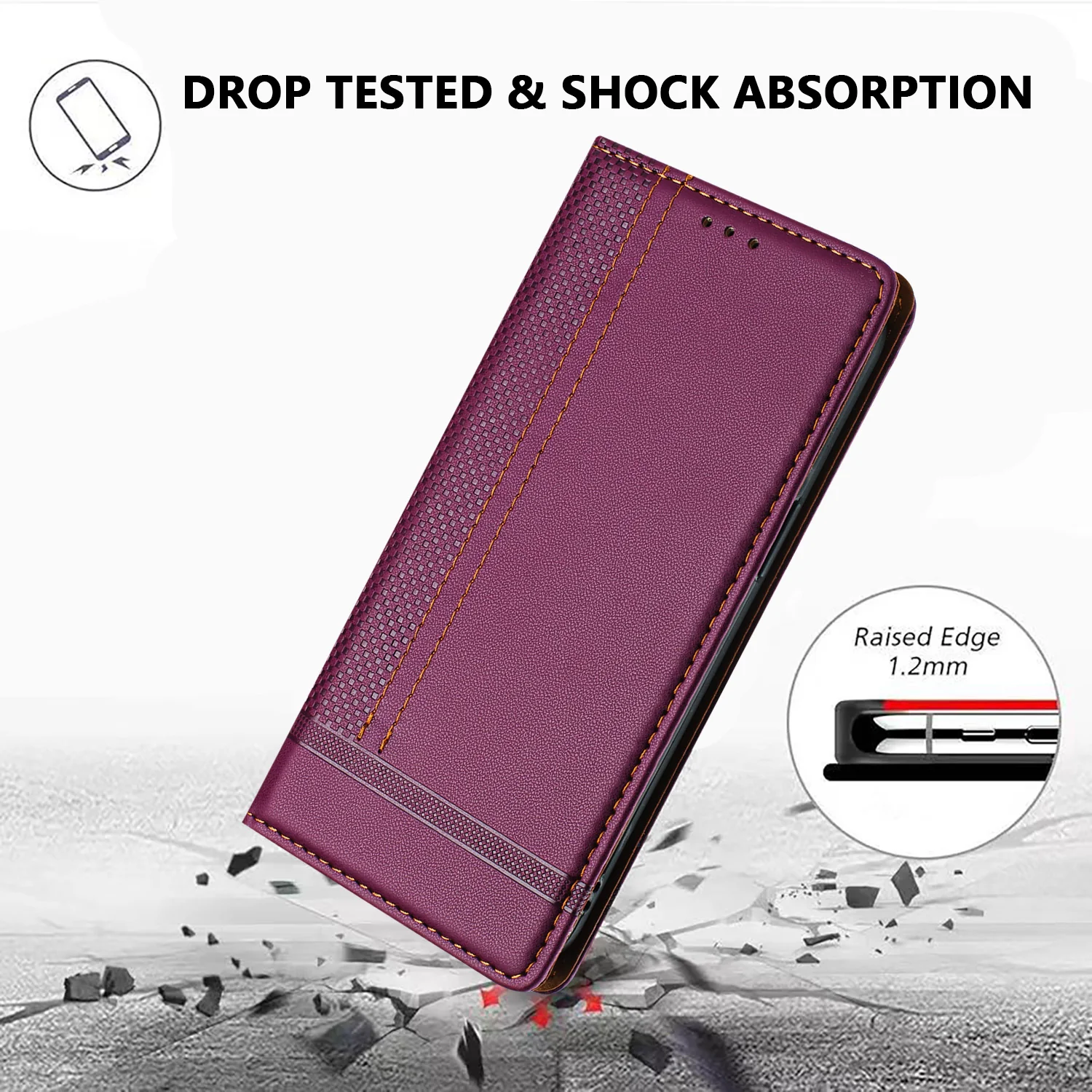 For Oppo Reno14 Pro 5G (China) / Oppo Reno14 Pro 5G (Global) Case L-Shaped Grid Pattern Leather Stand Phone Cover with Card Slots - Purple - Image 3