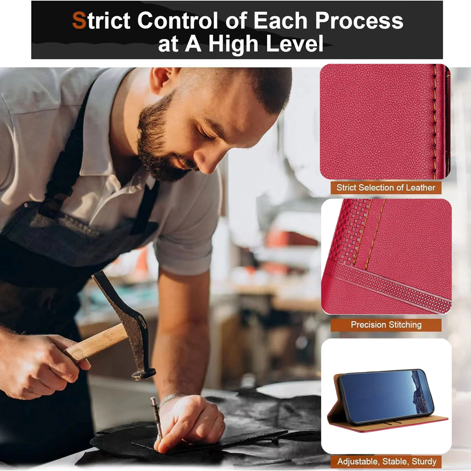 For Oppo Reno14 Pro 5G (China) / Oppo Reno14 Pro 5G (Global) Case L-Shaped Grid Pattern Leather Stand Phone Cover with Card Slots - Red - Image 5