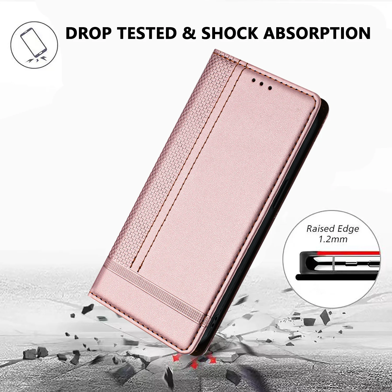 For Oppo Reno14 Pro 5G (China) / Oppo Reno14 Pro 5G (Global) Case L-Shaped Grid Pattern Leather Stand Phone Cover with Card Slots - Rose Gold - Image 3