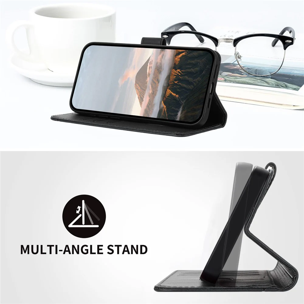 For Oppo Reno14 Pro 5G (China) / Oppo Reno14 Pro 5G (Global) Case Triangle Imprint Leather Phone Cover with Lanyard - Black - Image 3