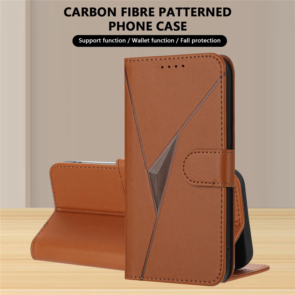 For Oppo Reno14 Pro 5G (China) / Oppo Reno14 Pro 5G (Global) Case Triangle Imprint Leather Phone Cover with Lanyard - Coffee - Image 6