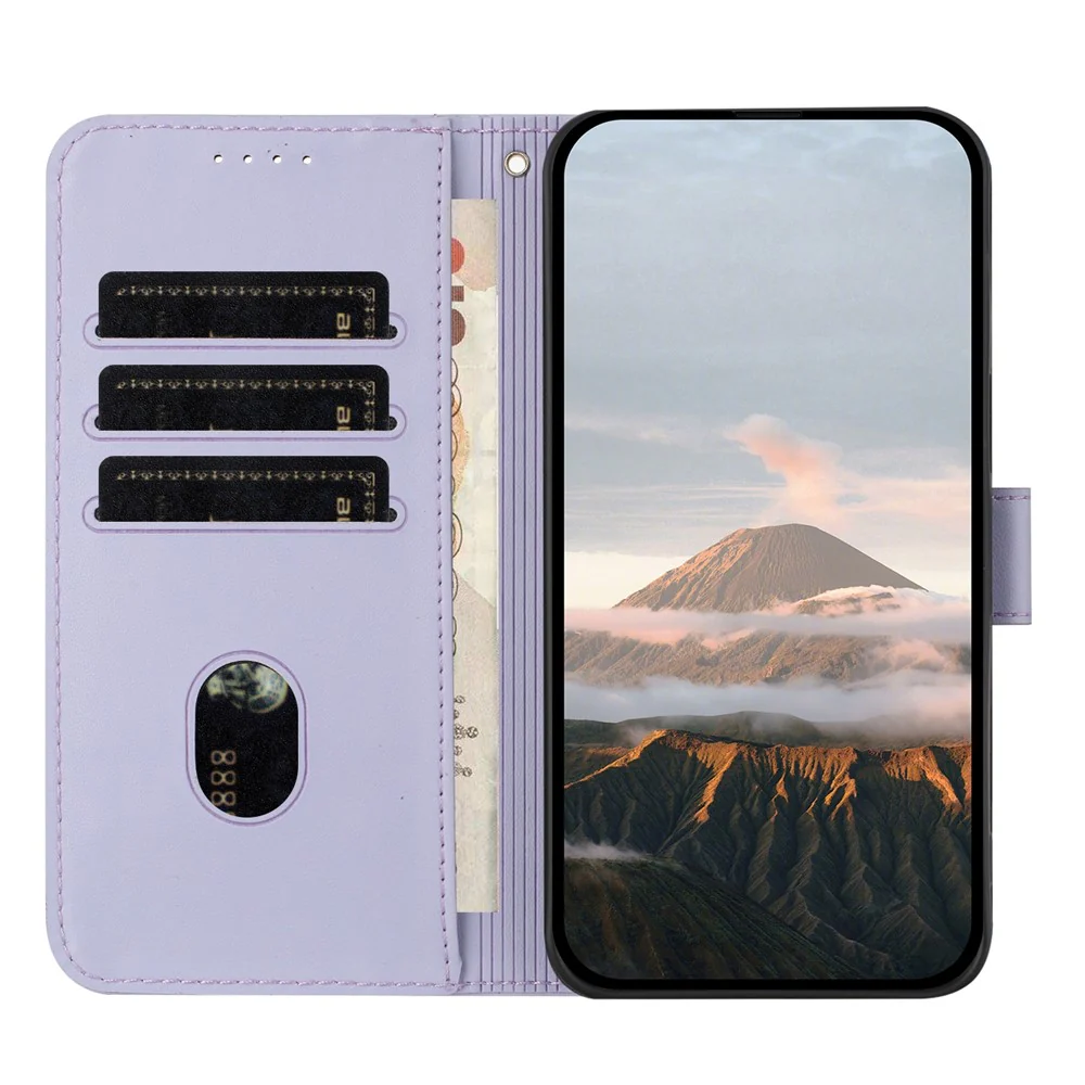 For Oppo Reno14 Pro 5G (China) / Oppo Reno14 Pro 5G (Global) Case Triangle Imprint Leather Phone Cover with Lanyard - Light Purple - Image 7
