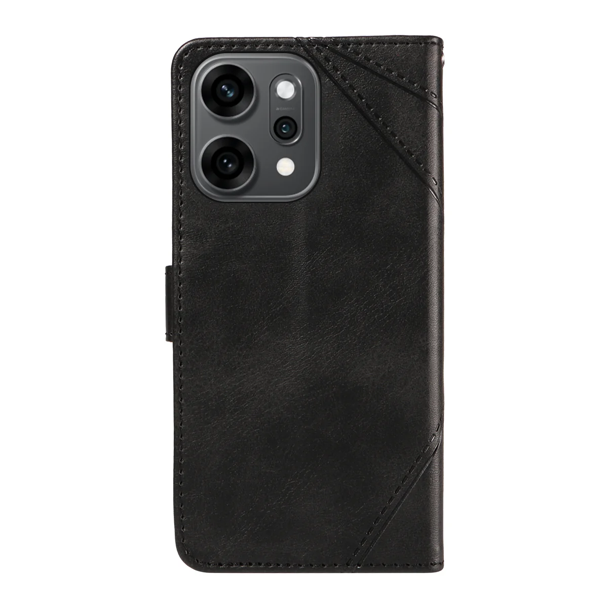 For Oppo Reno14 Pro 5G (China) / Oppo Reno14 Pro 5G (Global) Leather Case Geometric Line Design Wallet Phone Cover with Wrist Strap - Black - Image 8
