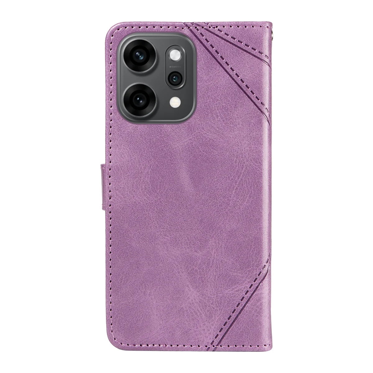 For Oppo Reno14 Pro 5G (China) / Oppo Reno14 Pro 5G (Global) Leather Case Geometric Line Design Wallet Phone Cover with Wrist Strap - Purple - Image 8