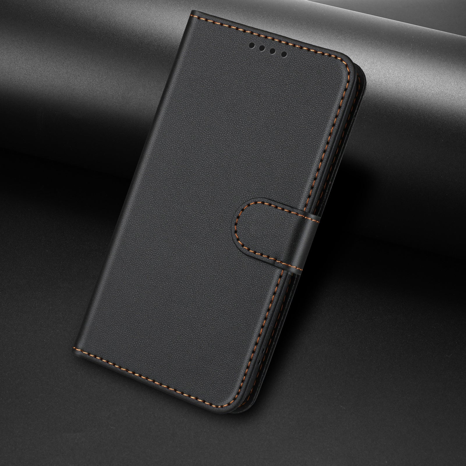 For Oppo Reno14 Pro 5G (China) / Oppo Reno14 Pro 5G (Global) Leather Case Wallet Stand Solid Color Anti Drop Phone Cover - Black - Image 7
