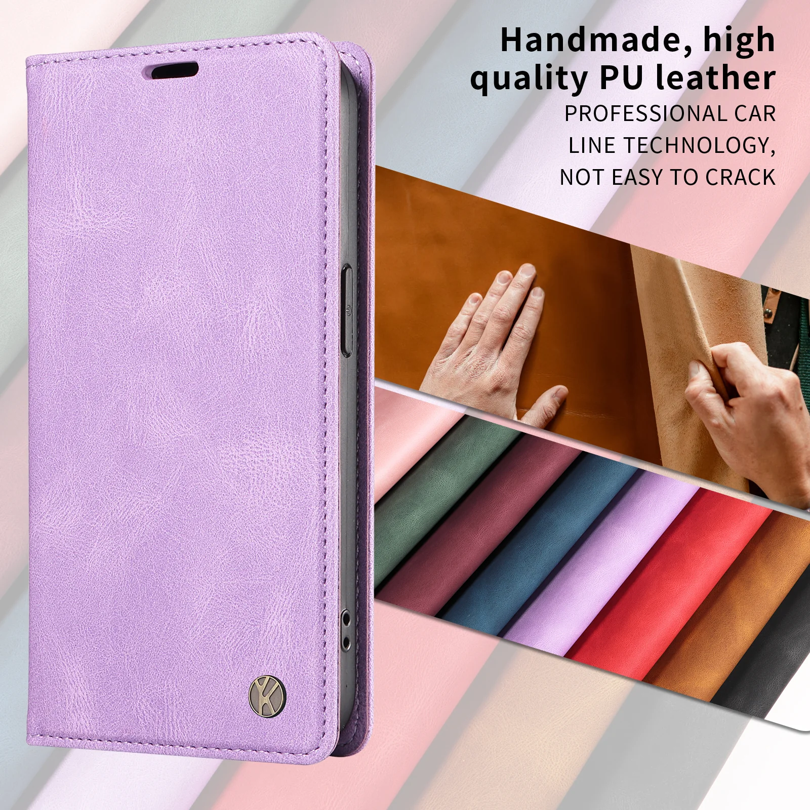 For Oppo Reno14 Pro 5G (China) / Oppo Reno14 Pro 5G (Global) Leather Cover YIKATU YK-004 Skin-Touch Wallet Phone Cases - Purple - Image 3