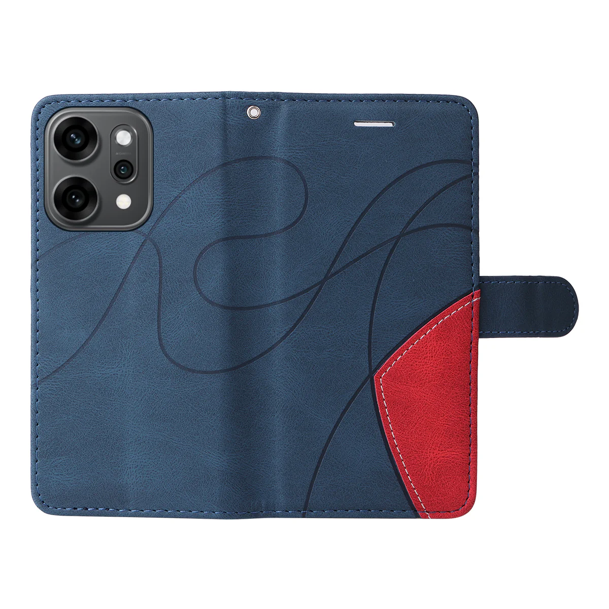 For Oppo Reno14 Pro 5G (China) / Oppo Reno14 Pro 5G (Global) Leather Phone Case Stand Wallet with Bi-colour Splicing Design - Blue - Image 3