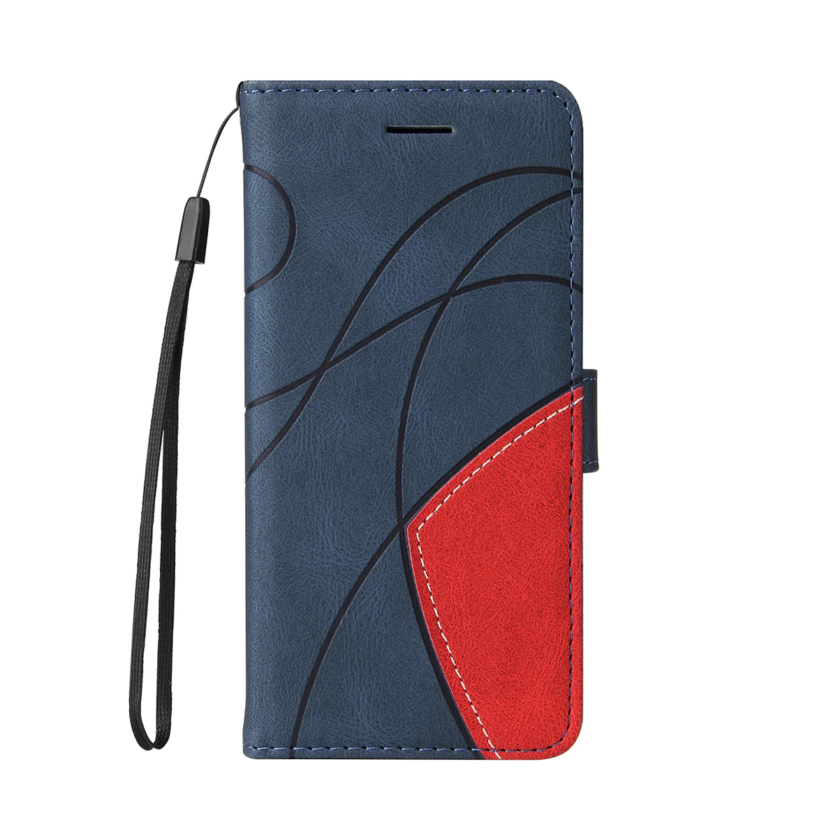 For Oppo Reno14 Pro 5G (China) / Oppo Reno14 Pro 5G (Global) Leather Phone Case Stand Wallet with Bi-colour Splicing Design - Blue - Image 8