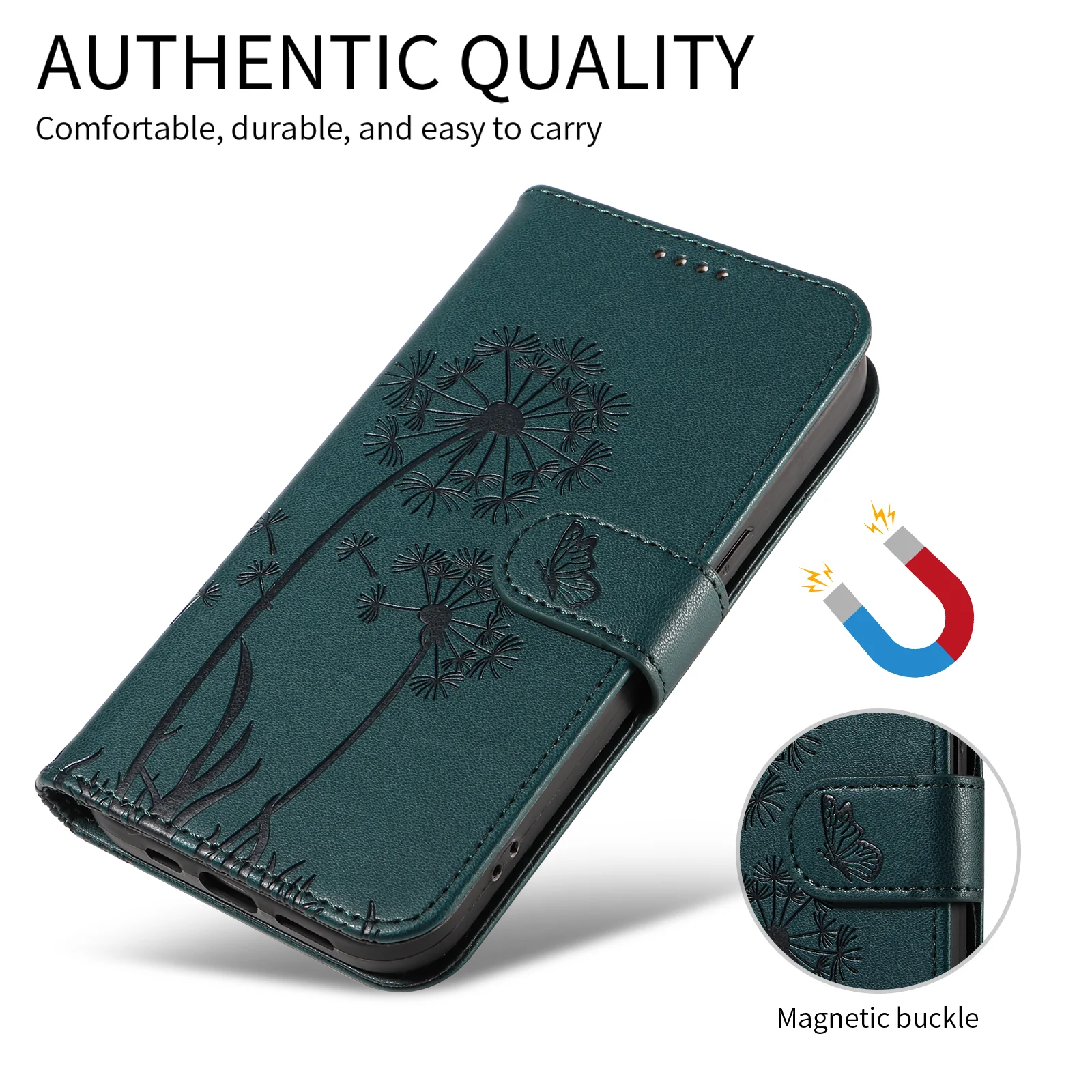 For Oppo Reno14 Pro 5G (China) / Oppo Reno14 Pro 5G (Global) Leather Wallet Case with Strap Dandelion Imprint Phone Stand Cover - Blue - Image 3