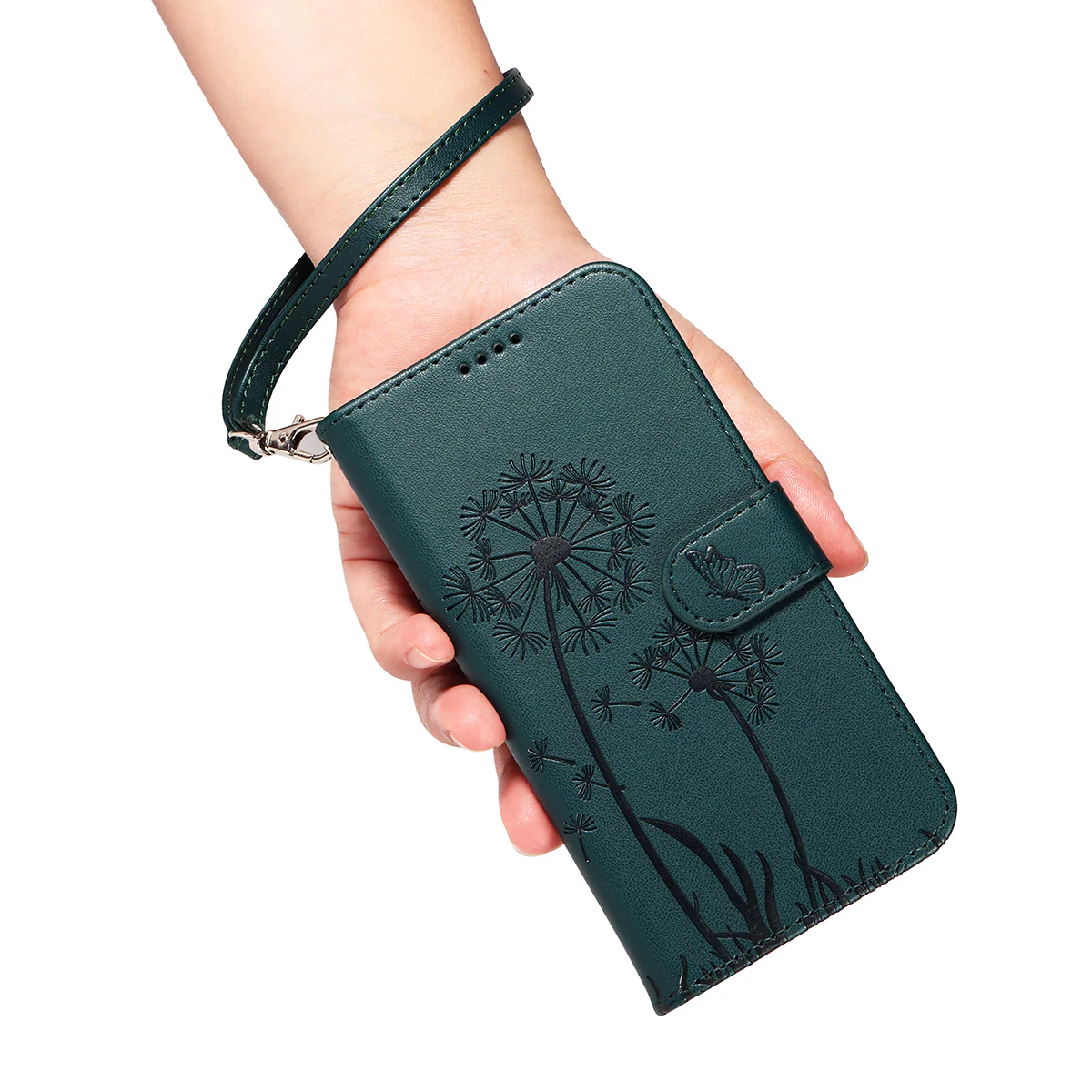 For Oppo Reno14 Pro 5G (China) / Oppo Reno14 Pro 5G (Global) Leather Wallet Case with Strap Dandelion Imprint Phone Stand Cover - Blue - Image 7