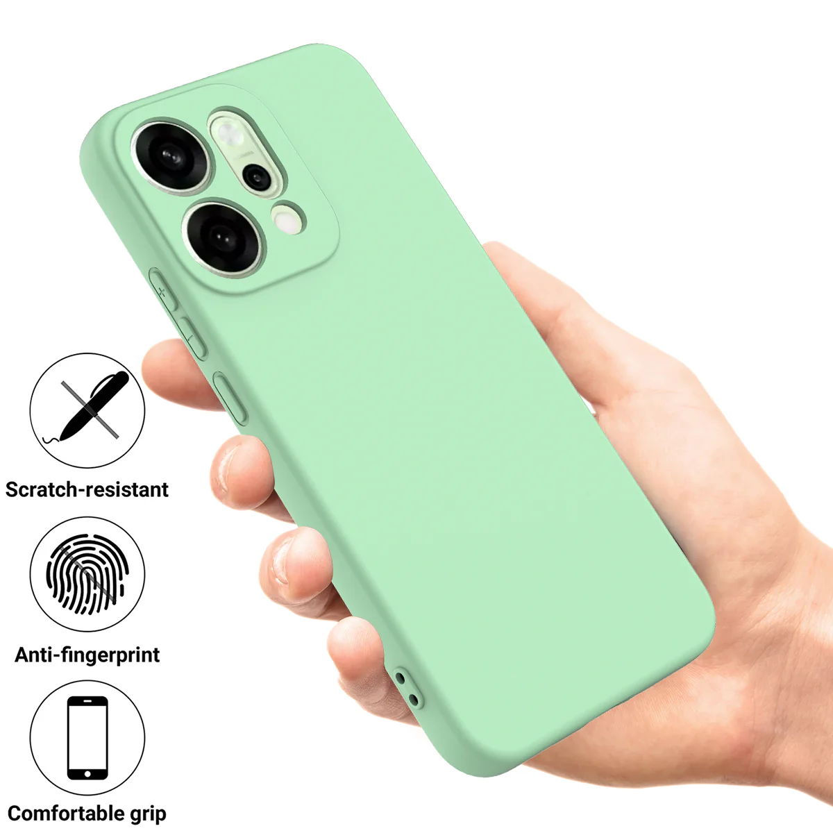 For Oppo Reno14 Pro 5G (China) / Oppo Reno14 Pro 5G (Global) Liquid Silicone Case Phone Back Cover with Hand Strap - Green - Image 2