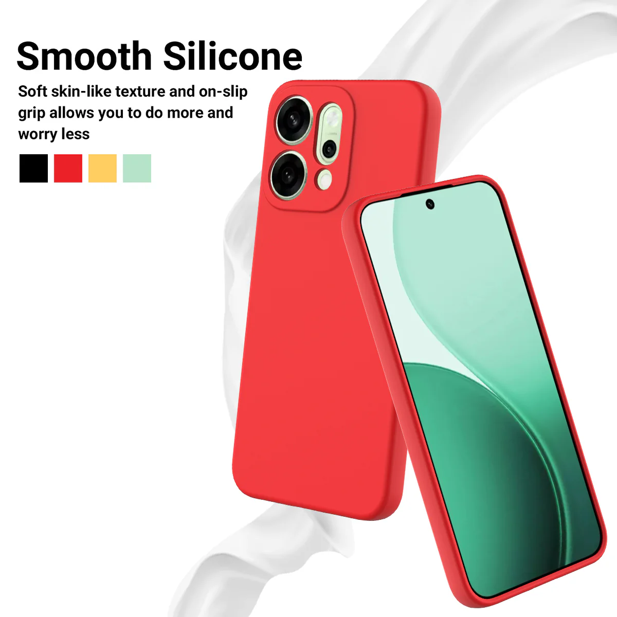 For Oppo Reno14 Pro 5G (China) / Oppo Reno14 Pro 5G (Global) Liquid Silicone Case Phone Back Cover with Hand Strap - Red - Image 3