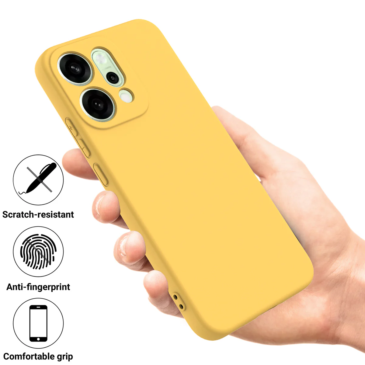 For Oppo Reno14 Pro 5G (China) / Oppo Reno14 Pro 5G (Global) Liquid Silicone Case Phone Back Cover with Hand Strap - Yellow - Image 2