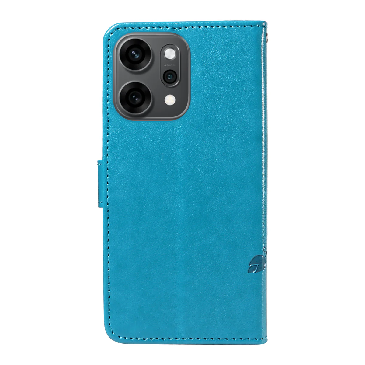 For Oppo Reno14 Pro 5G (China) / Oppo Reno14 Pro 5G (Global) PU Leather Cases Flower Pattern Wallet Stand Phone Cover with Strap - Blue - Image 6