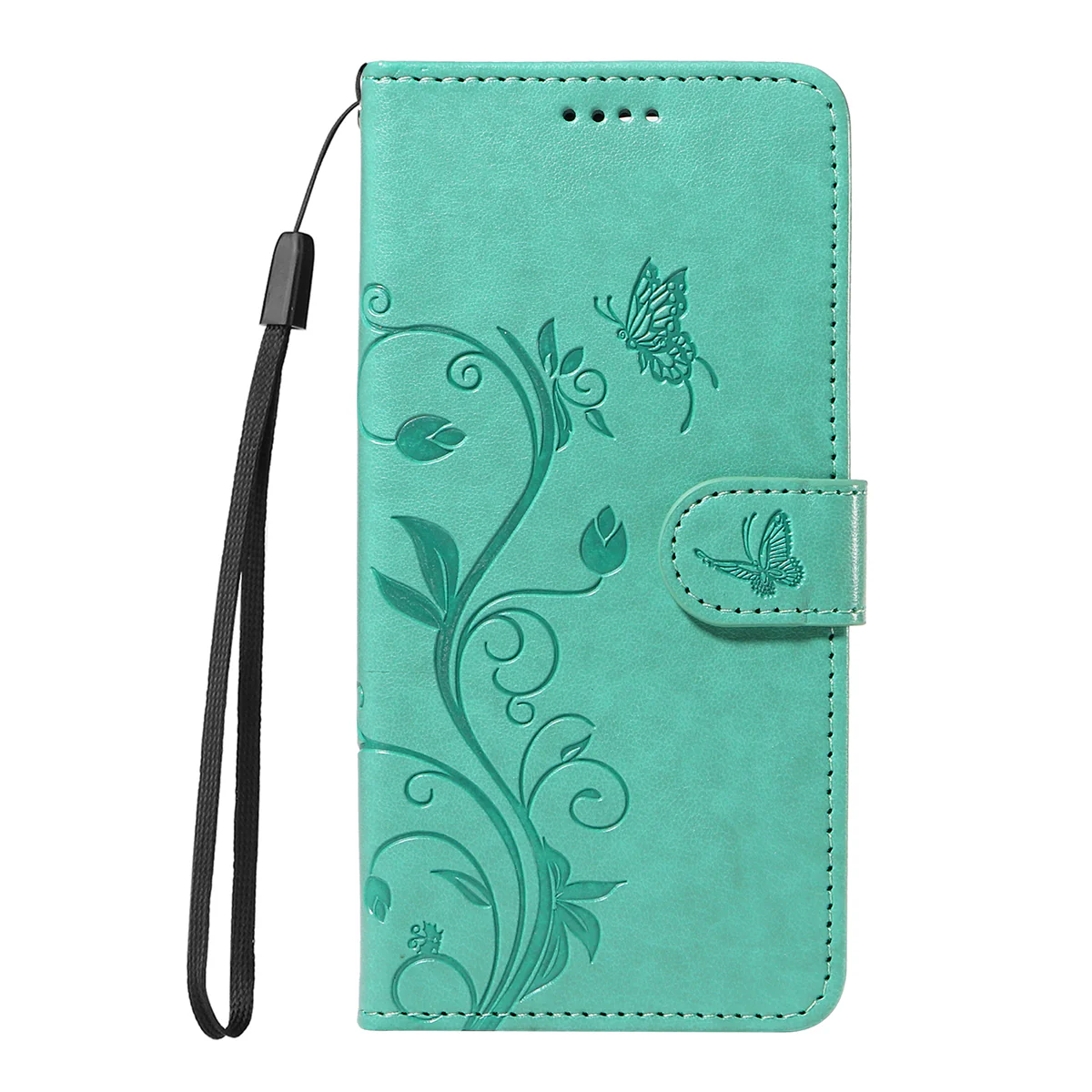 For Oppo Reno14 Pro 5G (China) / Oppo Reno14 Pro 5G (Global) PU Leather Cases Flower Pattern Wallet Stand Phone Cover with Strap - Green - Image 5