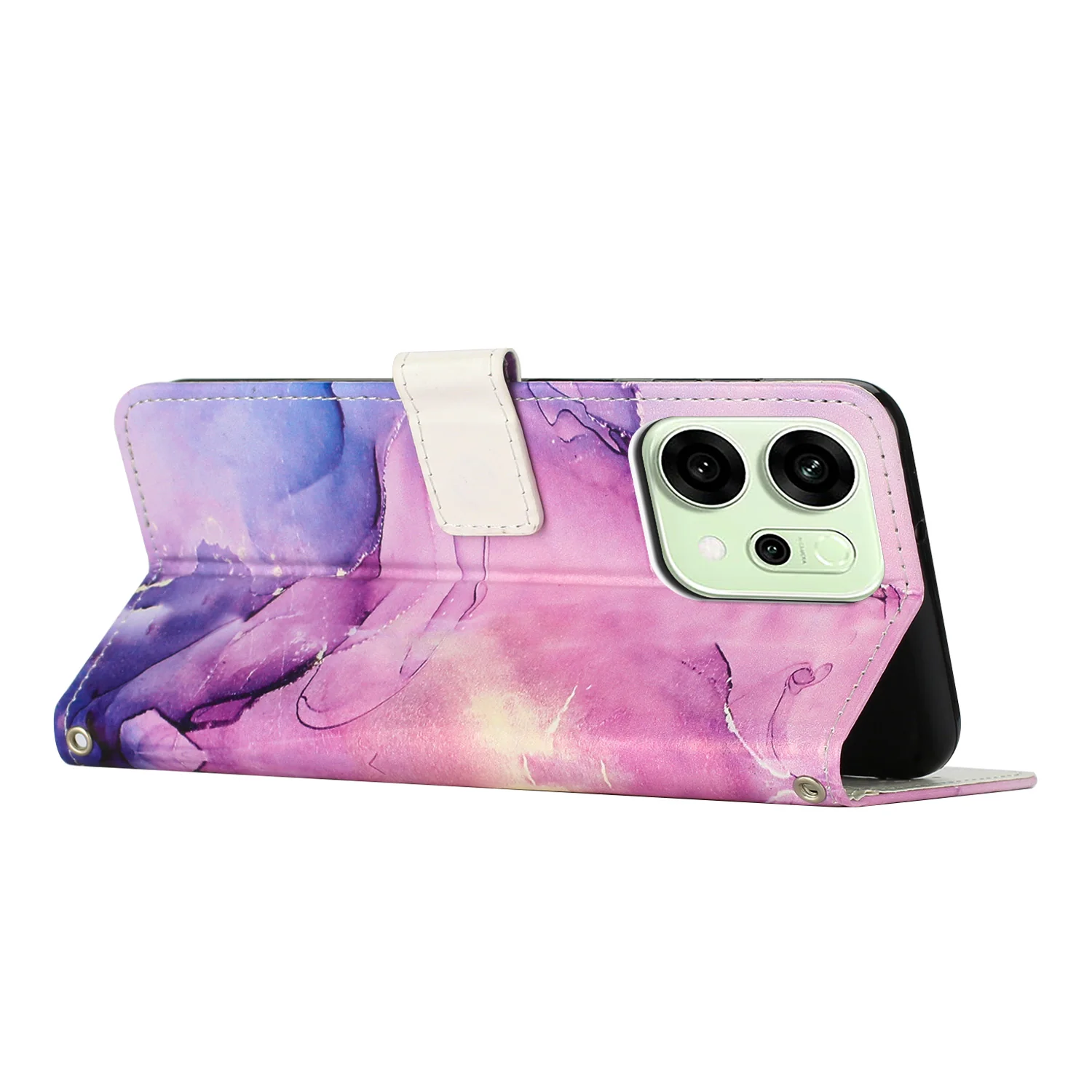For Oppo Reno14 Pro 5G (China) / Oppo Reno14 Pro 5G (Global) Stand Case Marble Pattern PU Leather Wallet Phone Cover - Purple - Image 2