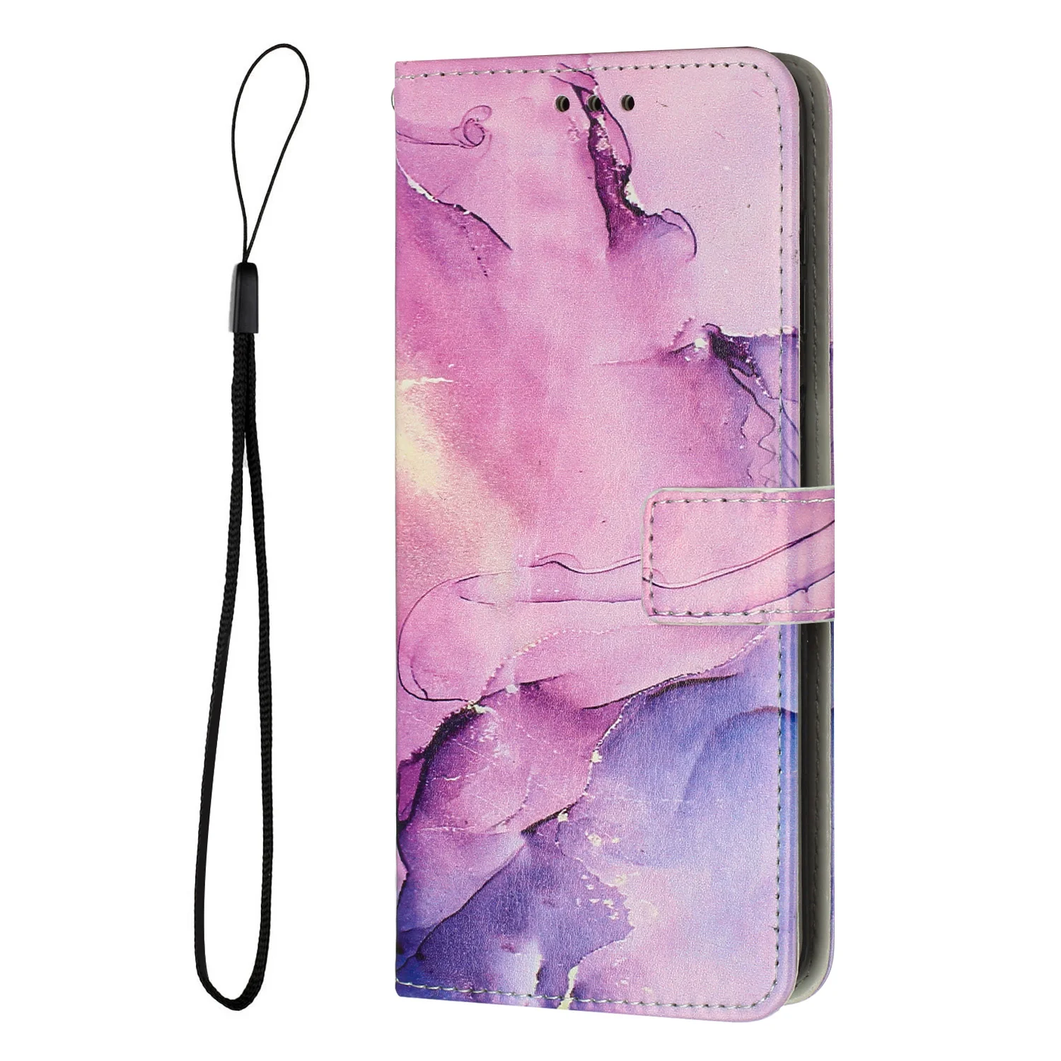 For Oppo Reno14 Pro 5G (China) / Oppo Reno14 Pro 5G (Global) Stand Case Marble Pattern PU Leather Wallet Phone Cover - Purple - Image 3