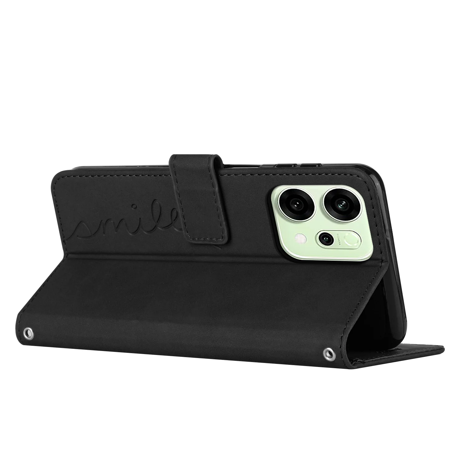 For Oppo Reno14 Pro 5G (China) / Oppo Reno14 Pro 5G (Global) Stand Case PU Leather Phone Cover Imprinted Heart Pattern - Black - Image 2