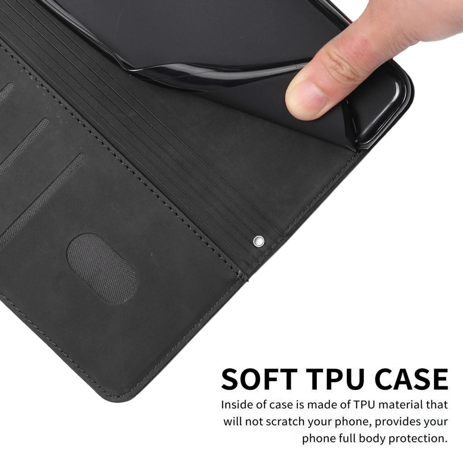 For Oppo Reno14 Pro 5G (China) / Oppo Reno14 Pro 5G (Global) Stand Case PU Leather Phone Cover Imprinted Heart Pattern - Black - Image 8