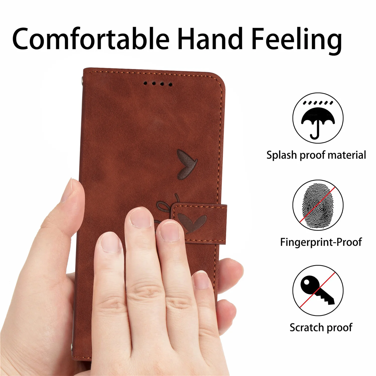 For Oppo Reno14 Pro 5G (China) / Oppo Reno14 Pro 5G (Global) Stand Case PU Leather Phone Cover Imprinted Heart Pattern - Brown - Image 7