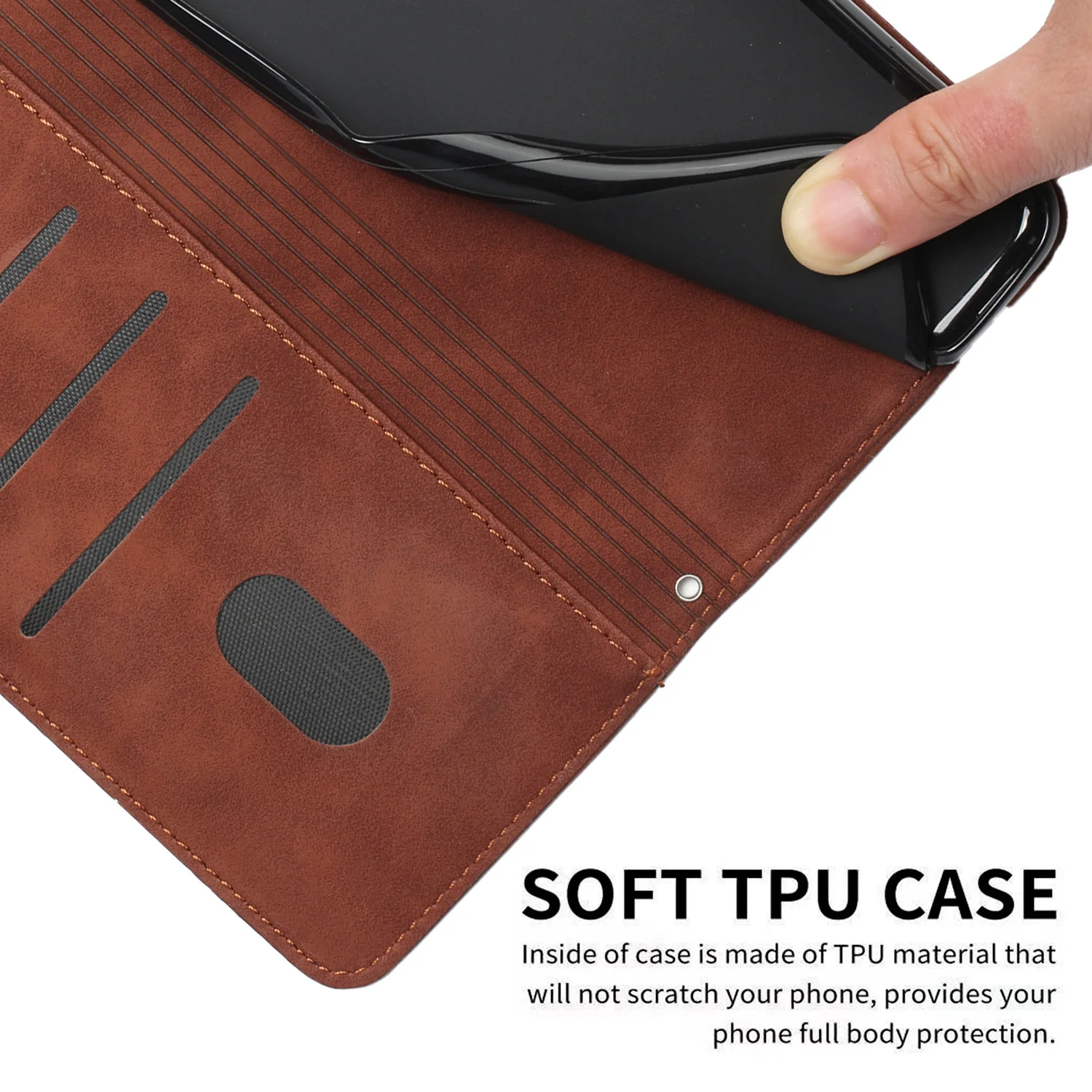 For Oppo Reno14 Pro 5G (China) / Oppo Reno14 Pro 5G (Global) Stand Case PU Leather Phone Cover Imprinted Heart Pattern - Brown - Image 8