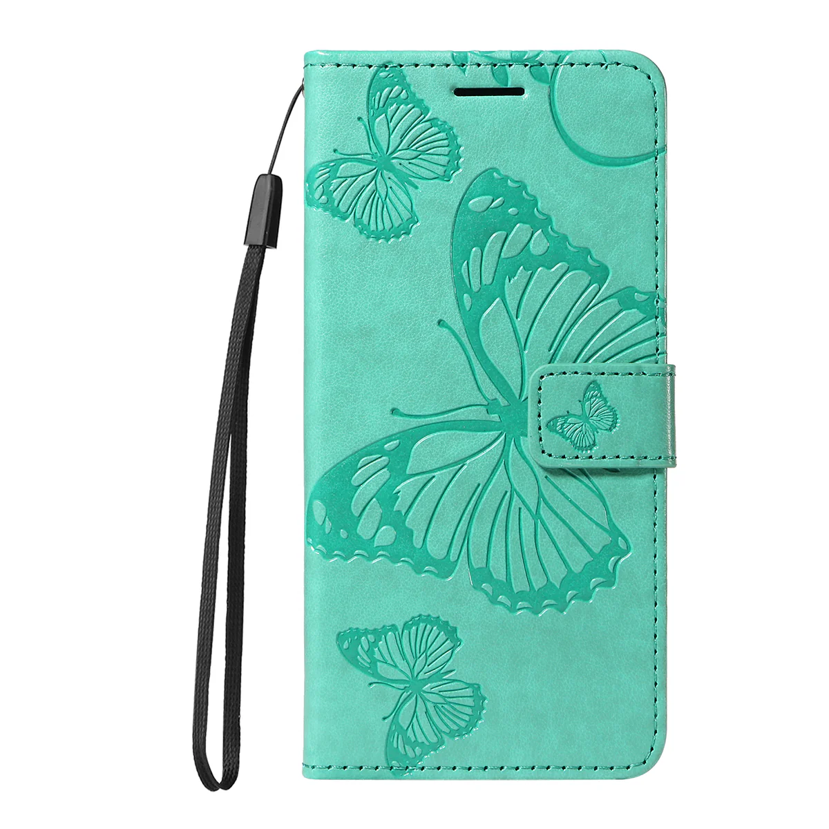For Oppo Reno14 Pro 5G (China) / Oppo Reno14 Pro 5G (Global) Wallet Case Floral Butterfly Imprinted Leather Phone Cover Stand - Green - Image 7
