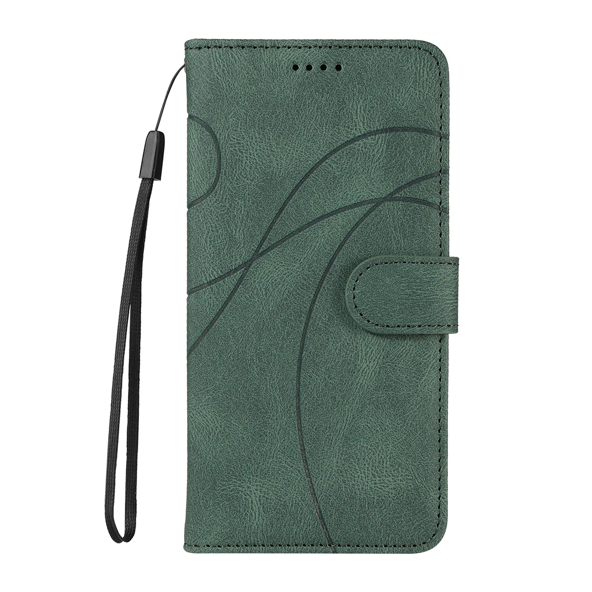 For Oppo Reno14 Pro 5G (China) / Oppo Reno14 Pro 5G (Global) Wallet Case Leather Phone Cover Stand with Curved Line Design - Green - Image 6