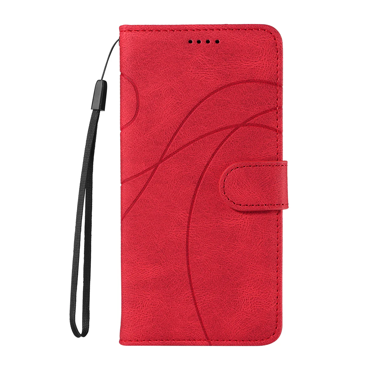 For Oppo Reno14 Pro 5G (China) / Oppo Reno14 Pro 5G (Global) Wallet Case Leather Phone Cover Stand with Curved Line Design - Red - Image 6